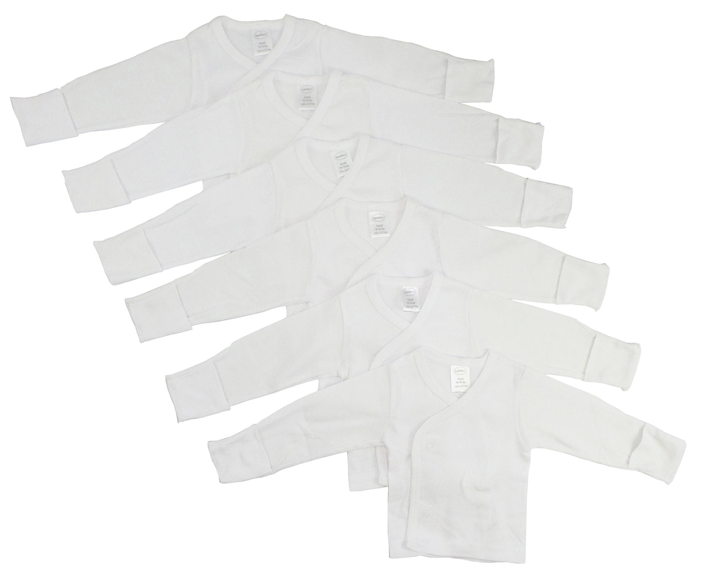 Bambini Preemie Long Sleeve Side Snap With Mitten  6 Packcuff