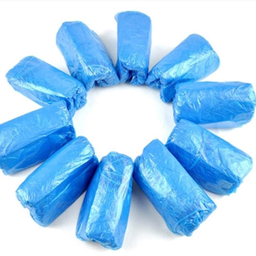 100Pcs Plastic Waterproof Disposable Shoe Covers
