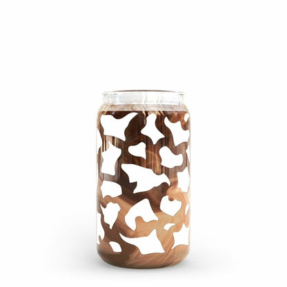 16 oz Beer Can Glass | Cow Print