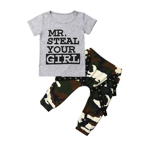 2019 Cute Baby Boys Clothes Set Letter Print Tops