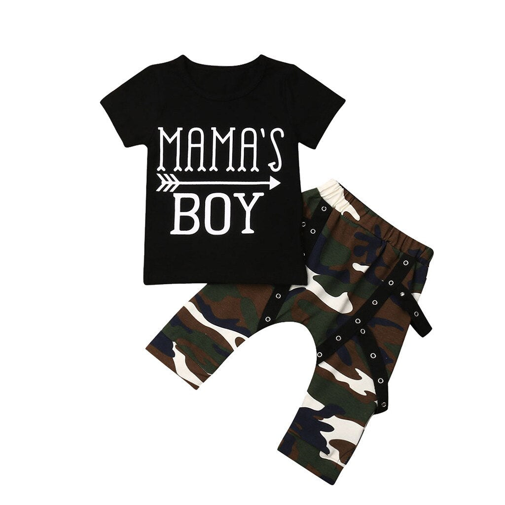 2019 Cute Baby Boys Clothes Set Letter Print Tops