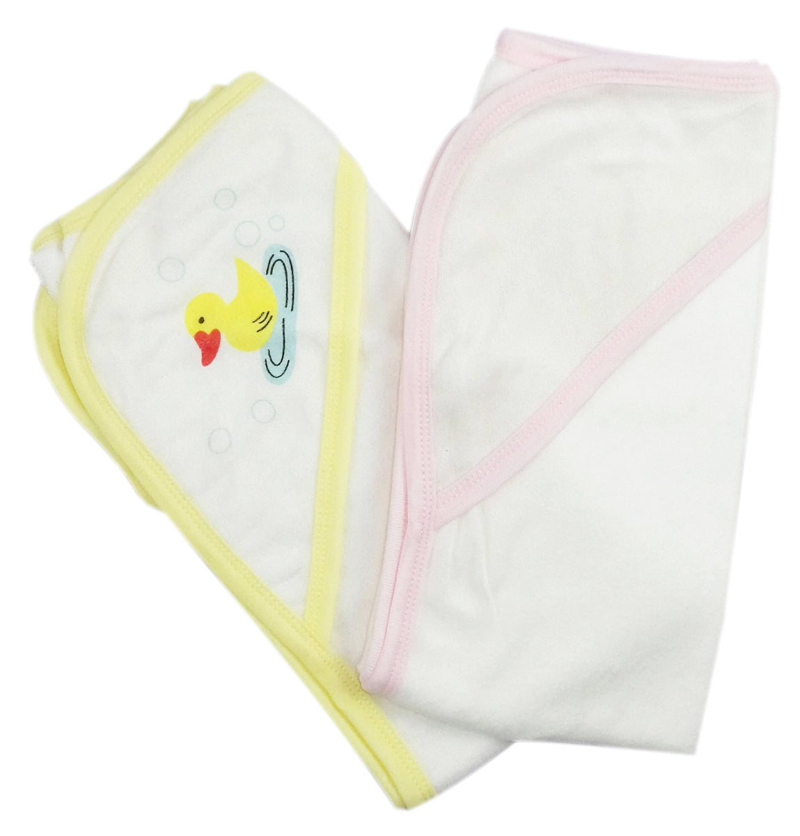 Bambini 021-Yellow-021B-Pink Infant Hooded Bath Towel, Pink & Whit