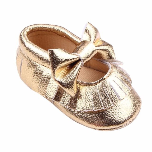 Baby Shoes Metal Color Bowknot Crib Bowknot Shoes