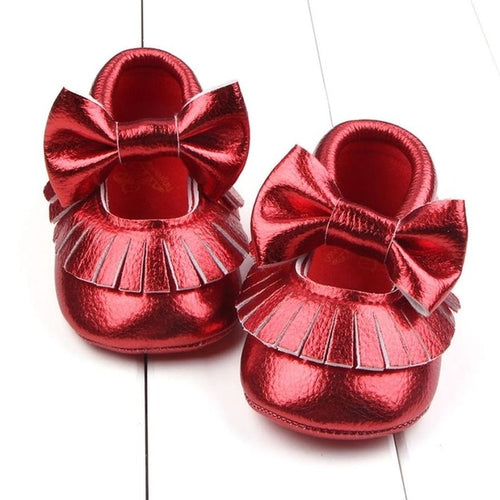 Baby Shoes Metal Color Bowknot Crib Bowknot Shoes