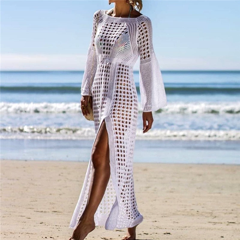 Hollow Crochet Sexy Beach Dress Cover-up