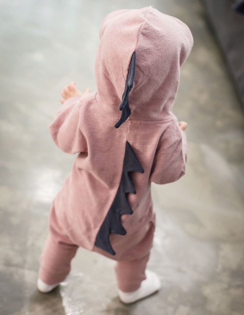 Dinosaur Hooded Baby Onesie