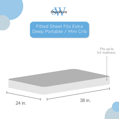 SheetWorld Fitted Portable Mini Crib Sheet - 100% Cotton Woven - Deep
