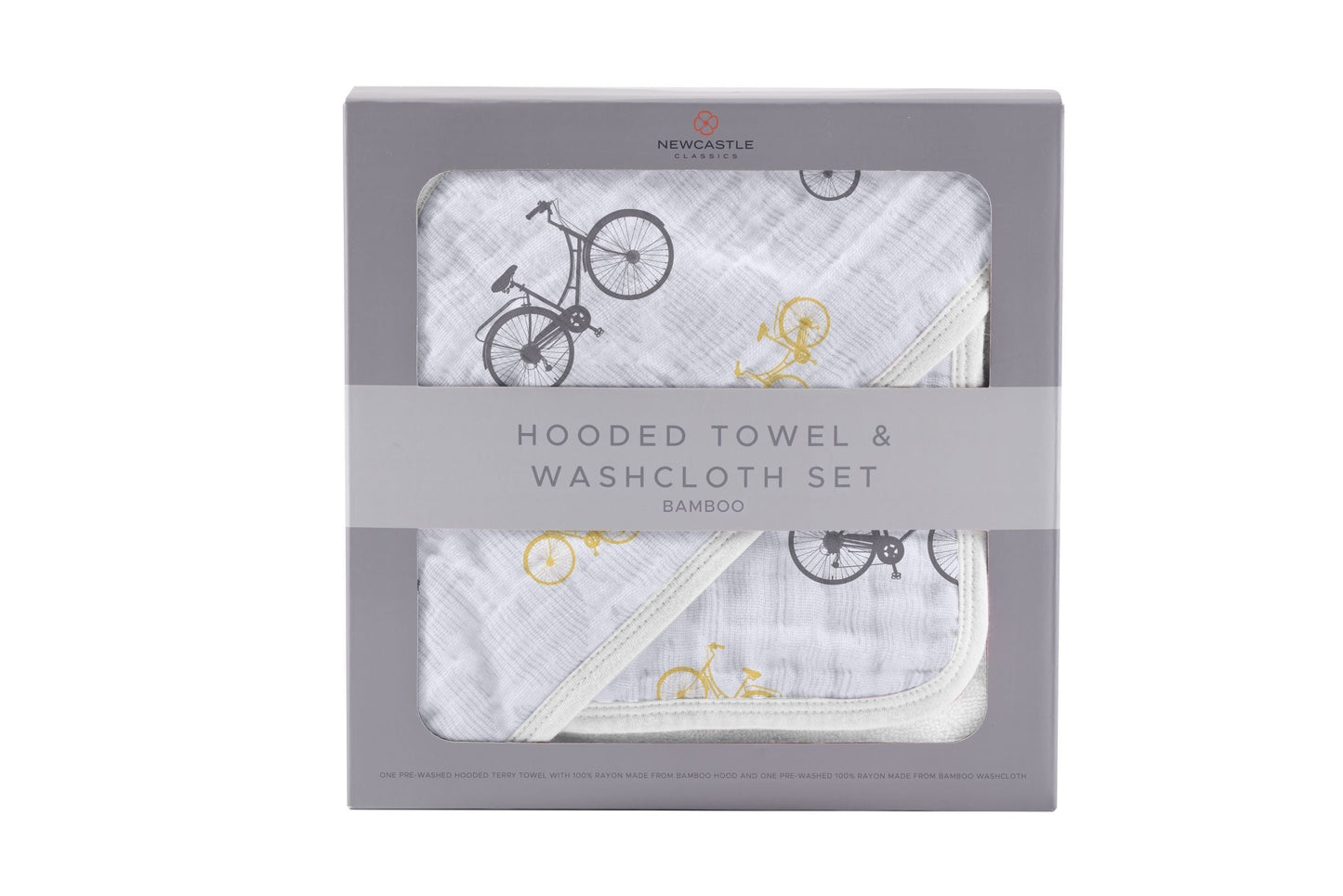 Vintage Bicycle Bamboo Muslin Hooded Towel and Washcloth Set