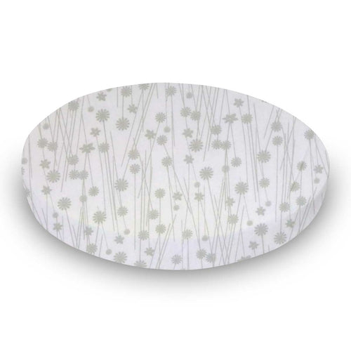 SheetWorld Fitted Round Crib Sheet - 100% Cotton Woven - Grey Floral