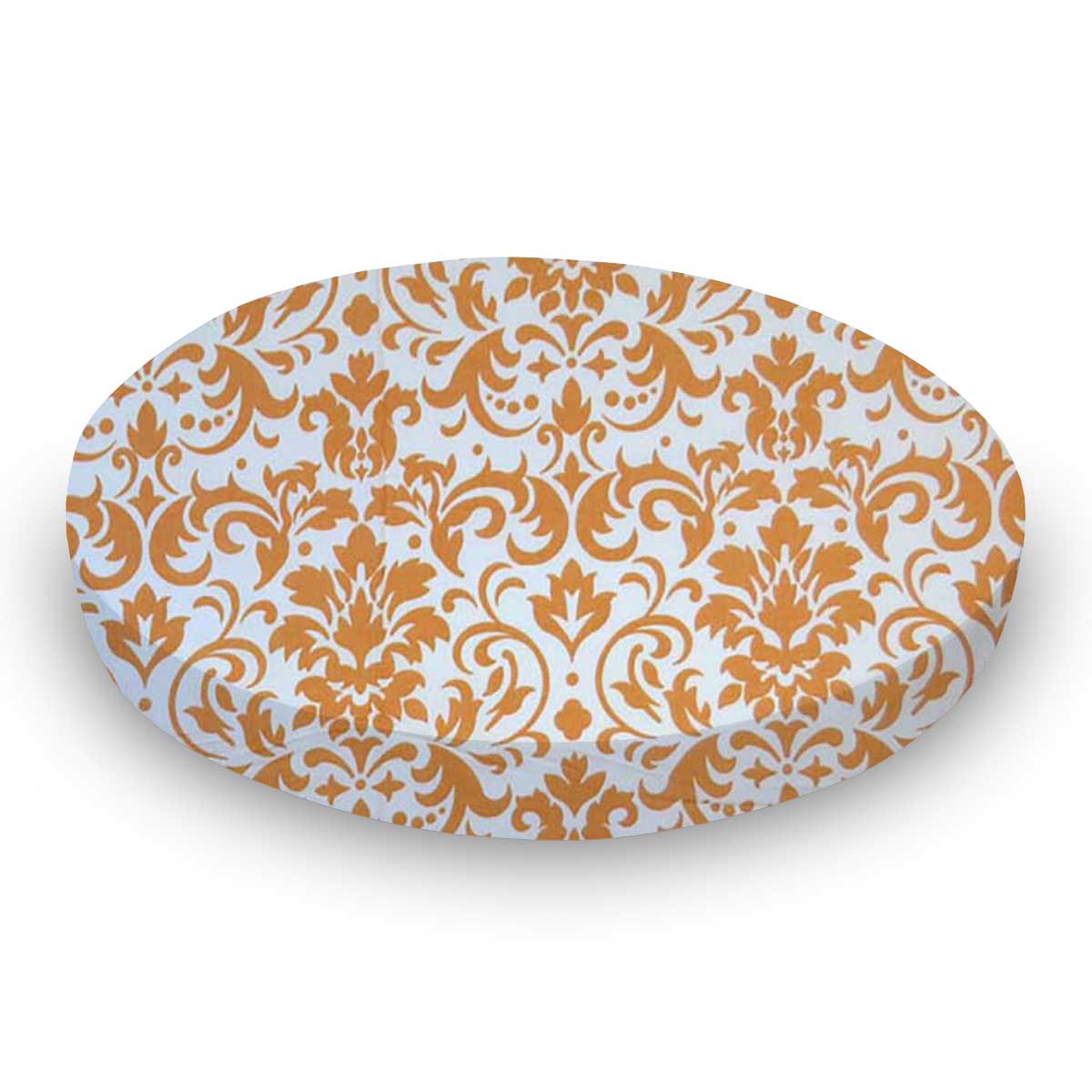 SheetWorld Fitted Round Crib Sheet - 100% Cotton Woven - Gold Damask,