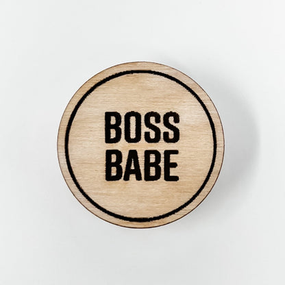 Boss Babe Wood Pin