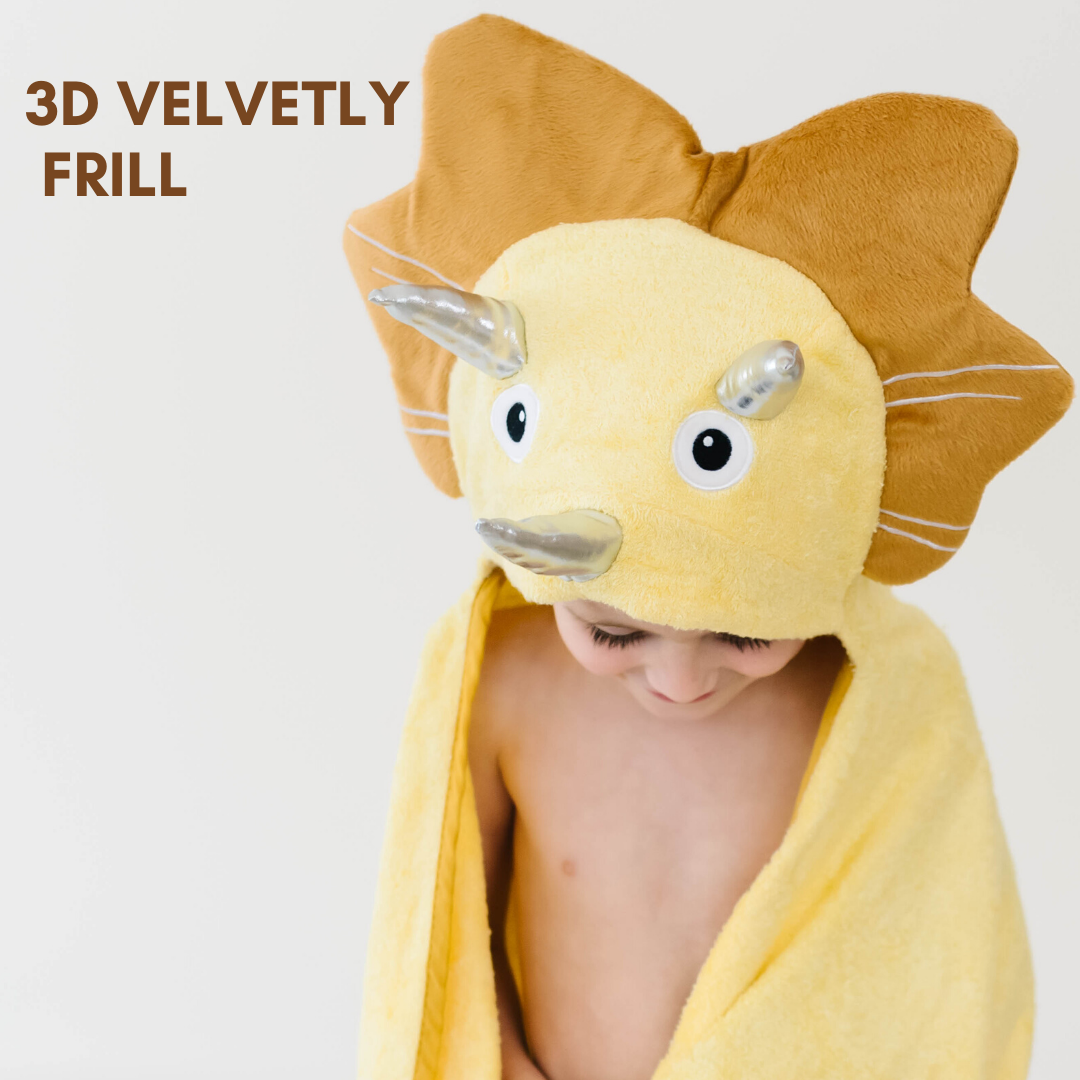 Bamboo Viscose Baby Hooded Towel Yellow Dinosaur