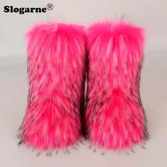 Fluffy Fox Fur Boots